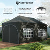 3 x 6m Pop Up Gazebo with Sides, Peak Top Garden Party Tent Marquee