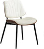 Set of 2 Mid Century Dining Chairs PU Leather Seat Walnut Bentwood Metal Legs