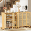 XXL Rattan Shoe Cabinet Elevated 5-Tier Shoe Rack Entrance Closet Dustproof Door