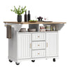 Kitchen Island on Wheels Rolling Storage Trolley with Extendable Worktop, White