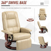 Manual Recliner Swivel Reclining Chair with Footrest Armrests Cream