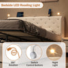 King Bed Storage Bed Frame w/ Diamond Tufted Headboard, USB-C Charging, Beige