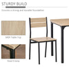 3 Pcs Compact Dining Table 2 Chairs Set Wooden Metal Legs, Light Wood Grain