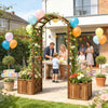 Wooden Garden Arch with 2 Planter Boxes, Outdoor Rose Arch Trellis, Carbonised