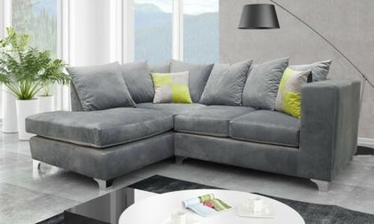 *** BRAND NEW*** Lush Modern Grey Black Fabric Corner Sofa Cheap LEFT RIGHT 3 2 - Quildinc