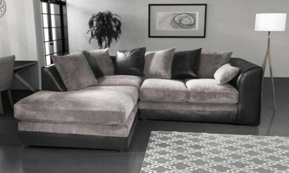 *** BRAND NEW*** Modern Black Grey Fabric Corner Sofa Cheap LEFT & RIGHT 3 AND 2 - Quildinc