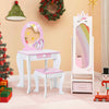 Kids Jewelry Cabinet Standing Children Jewelry Organizer w/Drawer-White