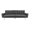 Sofa Bed 3 Seater Faux Leather Click Clack Couch Cup Holders Grey Cream Black