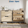 Shoe Storage Cabinet w/2 Flip Drawers,Freestanding Shoe Organiser,Natural/White