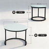 Nesting Coffee Table Set of 2, Marble-Effect Glass Round Side Tables, White