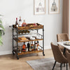 3-Tier bar cart with Wheel Bar Cart Mobile Beverage Cart with Storage Shelf