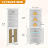 64" Farmhouse Corner Cabinet, 6-Tier Storage Cabinet with Barn Door & Shelves