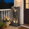 Water Feature with LED Lights, 3-Tier Garden Water Fountain with Pump, Dark Grey