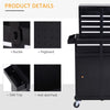 2 in 1 Metal Tool Cabinet Cart Storage Box Cabinet w/ 5 Drawers Pegboard Chest