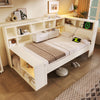 Wooden Daybed 3ft Single Bed w/ Charging Headboard & Bookcase Footboard, White