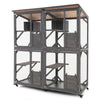 182 cm Tall Large Wooden Cat House Outdoor Catio Kitten Enclosure-Grey