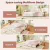 Daybed with Trundle Under Bed Guest 3ft Beige Upholstered Bed for Kids, Adults