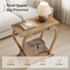 Modern Side End Table, 2-Tier Rustic Wooden Besides Sofa Table for Small Spaces