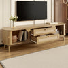 TV Stand Cabinet 170 cm TV Unit With Solid Wood Slide Doors and Rattan Drawers