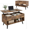 Lift Top Coffee Table Storage Living Room Table 75cm Rustic Brown