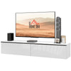 Wall Mounted TV Stand Unit with Storage and High Gloss Effect, White