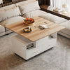 Lift-Top Coffee Table Centre Table with Wheels, 4 Storage Drawers, 100x50x47.5cm