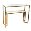 2 Tier Sintered Stone Console Table w/ Gold Frame Hallway Living Room Furniture