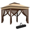 3 x 3(m) Pop Up Gazebo Tent with Netting, Height Adjustable, Beige