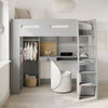 Grey High Sleeper Loft Bed with Desk and Wardrobe Carter