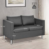 2 Seater PU Leather Accent Tub Sofa with Pillows