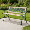 Garden Bench Outdoor Wooden 3 Seater Rose Lattice Cast Iron Legs Patio Park Seat