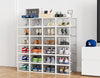 12 x Stackable Foldable Boxes Trainers Organiser Clear Plastic Shoe Storage Box