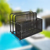 Outdoor Pool Float Storage Box with Wheels, PE Rattan Organizer for Patio & Pool