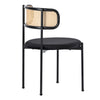 Dining Chairs Set of 4, with Rattan Backrest, Padded Seat & Metal Legs, Black