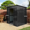 Garden Metal Shed 6x4ft Outdoor Storage Bin Storage Tools Pent Roof Slide Door