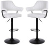 2 X PLUSH WHITE BAR STOOLS, GAS LIFT, BREAKFAST KITCHEN BAR PADDED ARMS & BACK