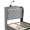 3ft Single Bed Upholstered Storage Bed Frame With Headboard, Lamp and 4 Drawers