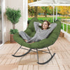 Indoor Outdoor Rocking Chair Egg Papasan Chair w/Padded Cushion-Green