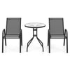 3 Piece Outdoor Bistro Set with 2 Stackable Chairs-Grey
