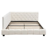 Upholstered Double Bed Frame 4ft6 Daybed w/ Headboard, Boucle, 135x190 cm, Beige