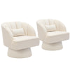 360° Swivel Accent Chair Upholstered Barrel Chair w/Striped Backrest Living Room