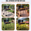 Large Oil Drum Charcoal BBQ Grill Barbecue Smoker Rack Portable Wheels Stand
