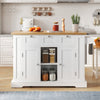 Kitchen Island Storage Trolley Cart with Drop Leaf, Drawers & Spice Racks, White