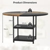120 cm Round Wooden Kitchen Table Dining Table for 4-6 People-Black