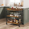 3-Tier bar cart with Wheel Bar Cart Mobile Beverage Cart with Storage Shelf