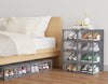 12 x Stackable Foldable Boxes Trainers Organiser Clear Plastic Shoe Storage Box