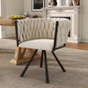 Rotatable Velvet Dining Chair with Metal Legs Kitchen Chair Swivel Modern Beige