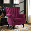 Curved Scallop Back Armchair Wingback Velvet Chesterfield Chair Rivets Arm Sofa