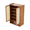 Bamboo 2-Door Shoe Storage Cabinet Rattan Doors Entryway Organizer Shoe Shelves