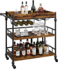 3-Tier bar cart with Wheel Bar Cart Mobile Beverage Cart with Storage Shelf